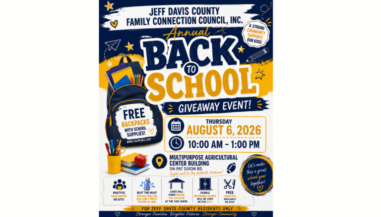 Jeff Davis Family Connection Council to Host Annual Back-to-School Giveaway August 6