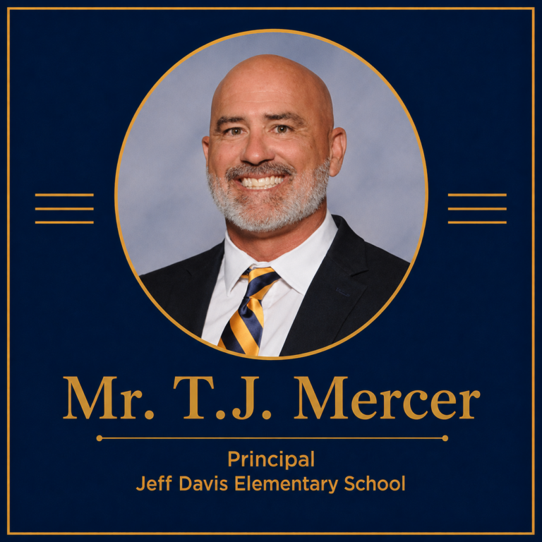 Mr. T.J. Mercer, Jeff Davis Elementary School Principal, Shares Welcome to a New School Year